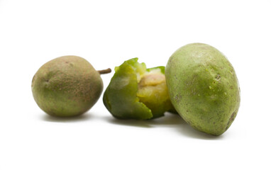 Ripe olive isolated on white background.