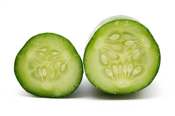 Cucumber pieces isolated on background