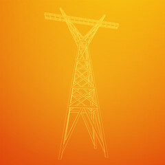 Power transmission tower high voltage pylon wireframe
