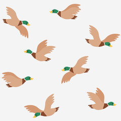 Cartoon happy duck - simple trendy pattern with bird. Flat vector illustration.