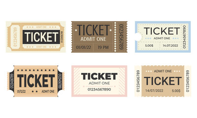 Retro style ticket set for any event graphic template