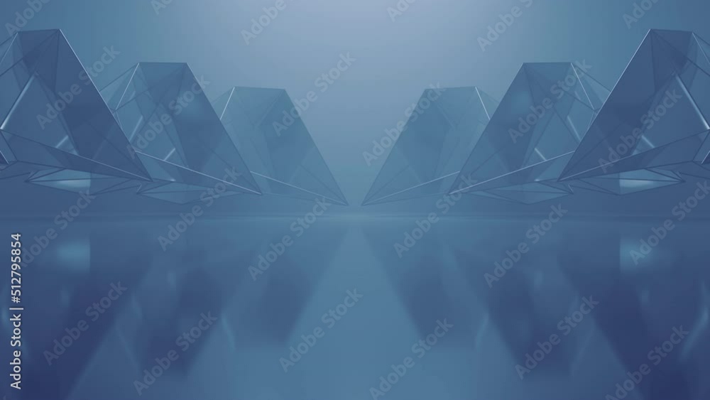 Poster fog scene with abstract geometry, 3d rendering.