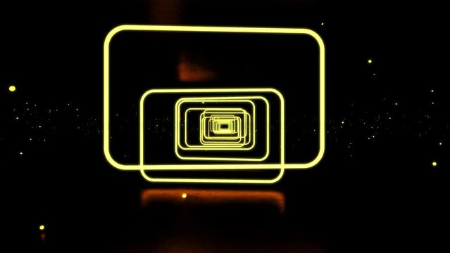 Neon tunnel in the dark room