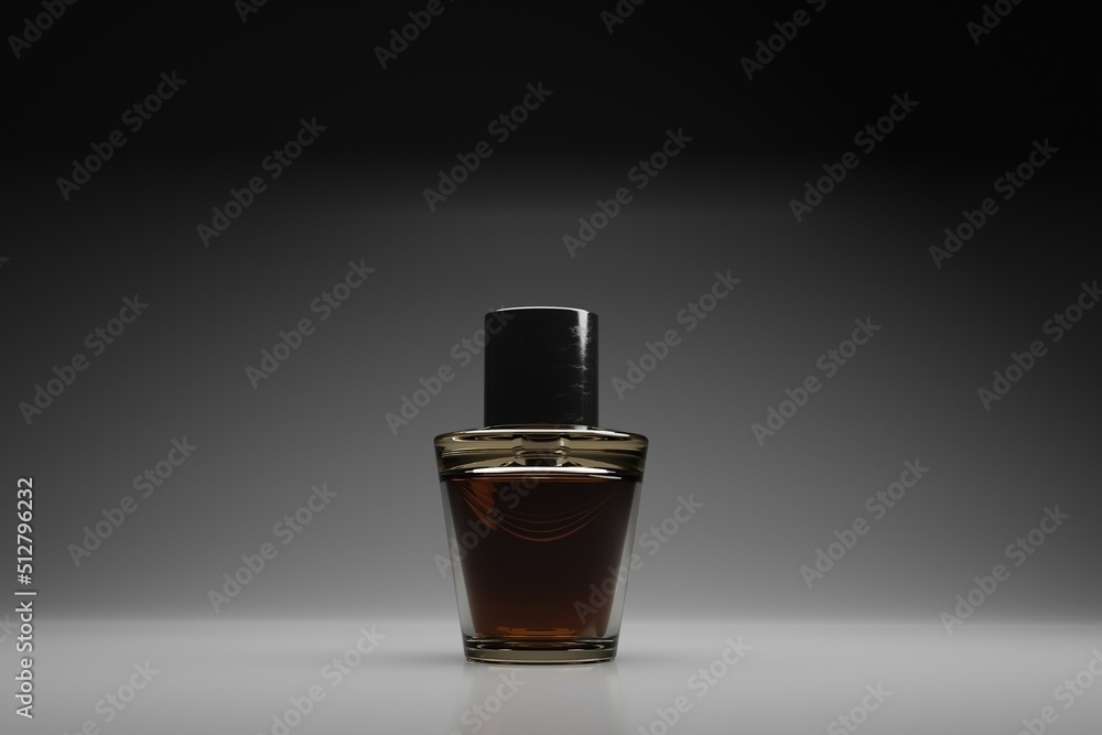 Poster elegant perfume bottle on 3d rendering background