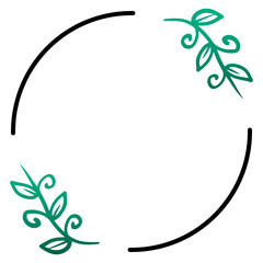 floral black round frame