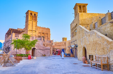 The medieval street of Al Seef neighborhood, Dubai, UAE