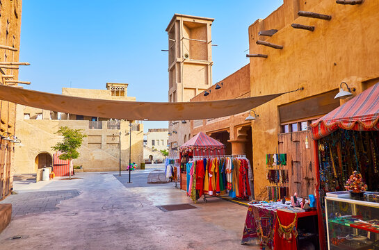 The stalls on the street of Dubai Heritage Village, UAE