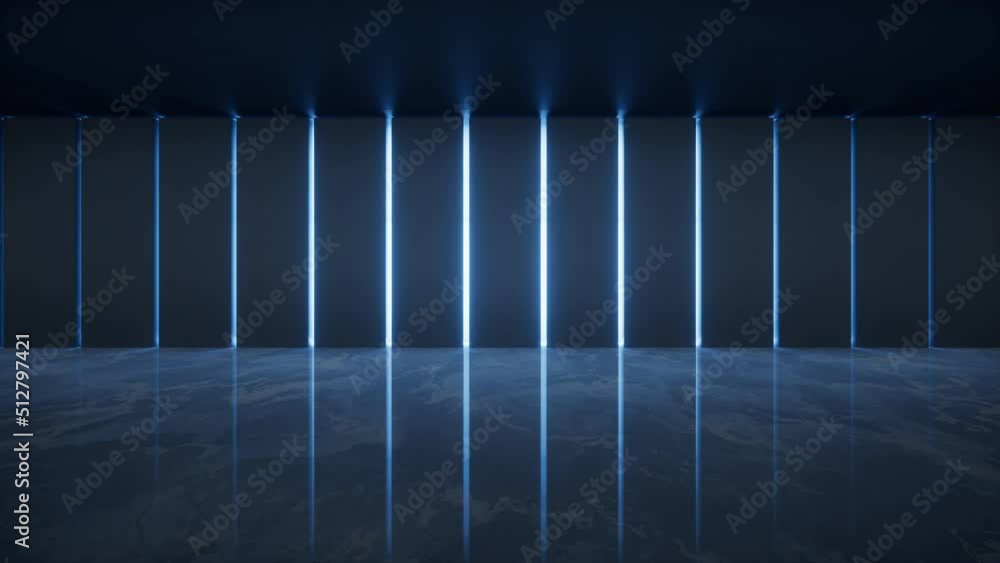 Aufkleber dark room with glossy empty ground, 3d rendering.