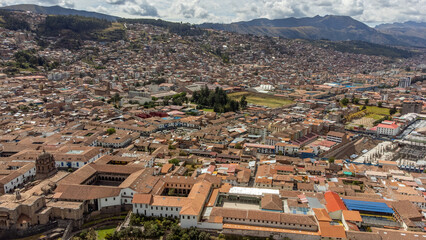 Fototapeta na wymiar Aerial view of the city of Cusco.