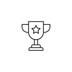 Sport, hobby, activity concept. Vector minimalistic sign drawn in flat style. Perfect for stores, shops, advertisement. Line icon of star on winning cup or goblet