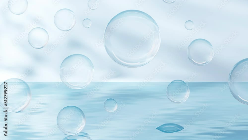 Sticker Bubbles on the water surface, 3d rendering.