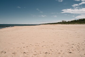 Fototapeta na wymiar Day at the seaside. Minimalist baltic sea in summer.