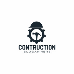 Construction Build and Repair with Hard Hats Logo Vector Icon Illustration