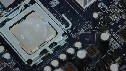 Cyber security data processing against close up of computer motherboard - Powered by Adobe