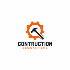 Construction Build and Repair with Hard Hats Logo Vector Icon Illustration