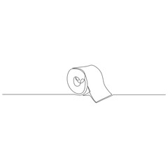 Continuous one line drawing of toilet paper roll. Toilet bath concept. Vector illustration.