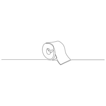 recommend clip art: Continuous one line drawing of toilet paper roll. Toilet bath concept. Vector illustration.