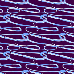 Vector seamless abstract pattern of intertwining ropes and stripes on a purple background for the design of wallpaper, fabric, wrapping paper.