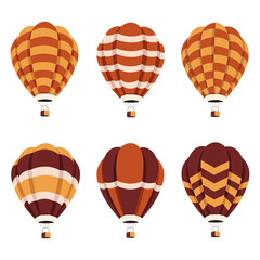 Fototapeta na wymiar Set Of Colorful Hot Air Balloons Isolated On White Background. Vector Illustration.