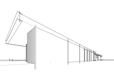 sketch of modern house 3d illustration