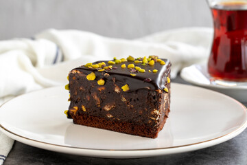 Mosaic cake. Homemade pistachio mosaic cake. close up