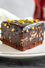 Mosaic cake. Homemade pistachio mosaic cake. close up