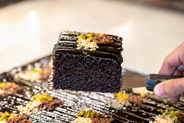 Wet cake. Homemade fresh wet cake. close up