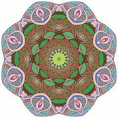 Colorful cute Mandala. Decorative unusual round ornaments.