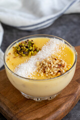 Keskul dessert. Turkish cuisine delicacies. Traditional delicious Turkish Desserts. close up
