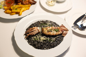 black rissoto with squid and ink sauce