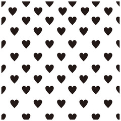 Heart seamless pattern, endless texture. Black hearts on white background