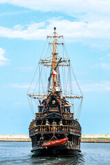 Pleasure vintage sailing ship in the style of the Spanish galleon