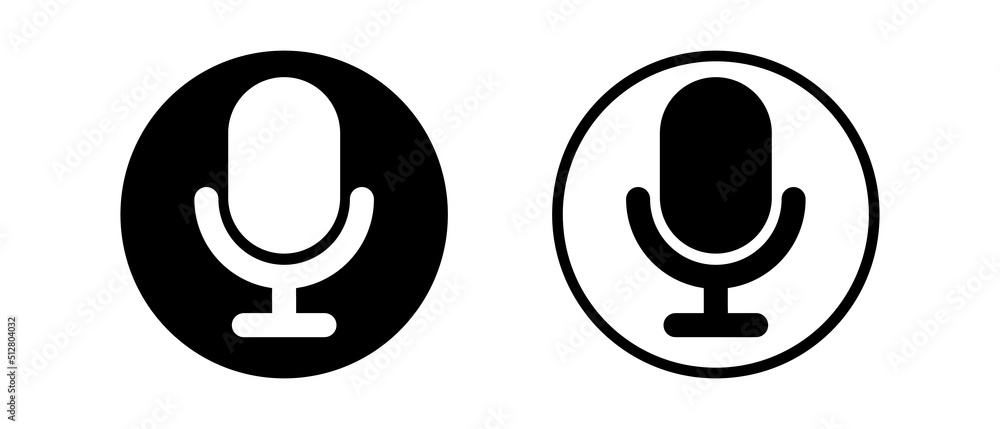 Poster a set of round microphone or speaker icons. sound buttons. vector.