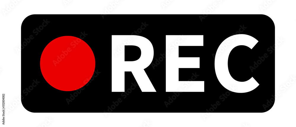 Poster rec button. video recording button. real-time shooting. vector.
