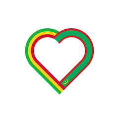 unity concept. heart ribbon icon of mali and mauritania flags. vector illustration isolated on white background