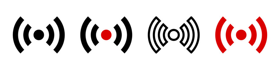 Various style radio wave icon. Wi-Fi or live streaming. Vector.
