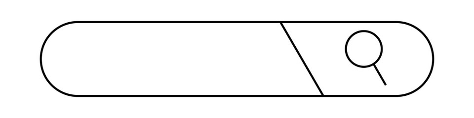 Magnifying glass and search bar. Search box for web search. Vector.