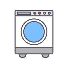 Modern front loader washing machine. washer and laundry. Vector.