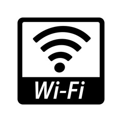 Square Wi-Fi box logo and Wi-Fi icon. Vector.