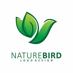 green leaf bird logo design