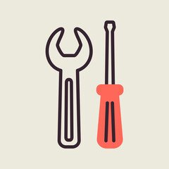 Screwdriver and wrench vector isolated icon