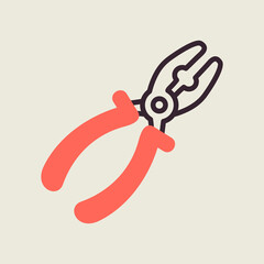 Pliers vector icon. Construction, repair sign