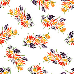 Fototapeta na wymiar Seamless Hand painted watercolour abstract paradise flower pattern