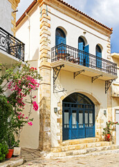 Fototapeta na wymiar Typical greek architecture in village Panormos at Crete island, Greece