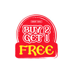 Sale promotion discount label buy two get one free