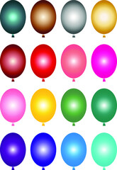 Multicolored elongated airy glossy balloons