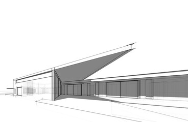 Fototapeta na wymiar architectural sketch of a building