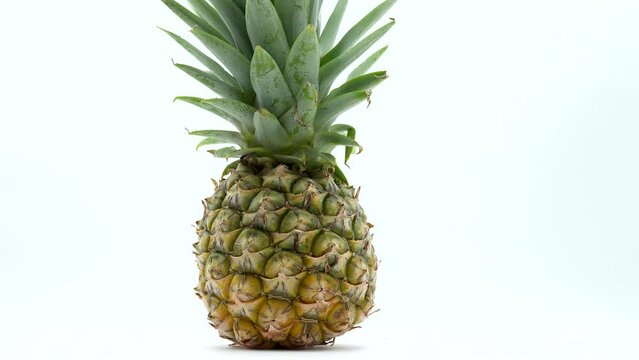 Pineapple On White Background Rotating.