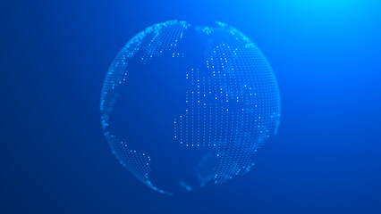 Planet. Global world map. Network connection. Representing the global. 3D rendering.
