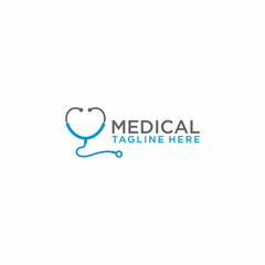 medical health care logo icon with stethoscope, vector